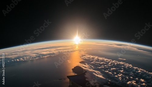 sunrise on earth seen from the space