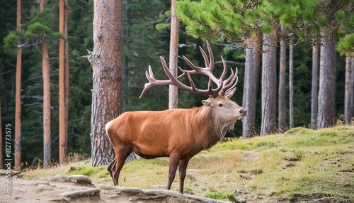 large red deer in the forest
