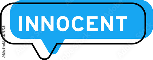 Speech banner and blue shade with word innocent on white background
