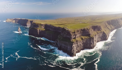 panoramic bird s eye view of the cliffs of moher