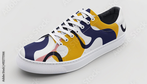 mens and womens shoes mockup with simple colour background generated by AI