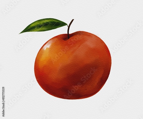 watercolor red apple, illustration on watercolor paper