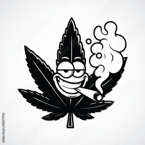 Humorous Marijuana Leaf Cartoon - Vector File

A playful black and white cartoon of a smiling marijuana leaf smoking a joint. A humorous take suitable for novelty designs and adult humor themes.
