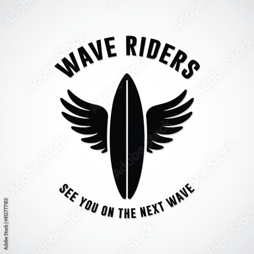 Wave Riders Surf Emblem - Vector File

Bold vector illustration featuring a surfboard flanked by wings, with the inspiring phrase 
