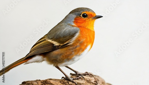 childish drawing of watercolor robin isolated on white