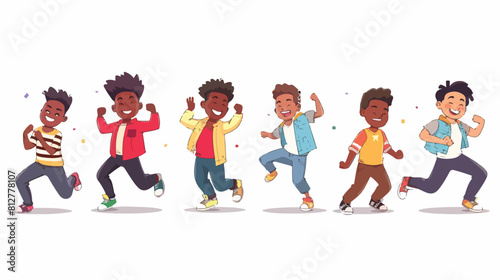 Black African American boys kids having fun dancing