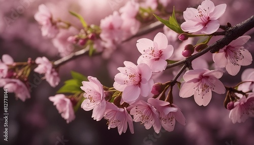 pink spring blossom border background