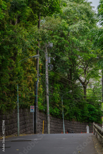 東京赤坂6丁目の本氷川坂と都市風景