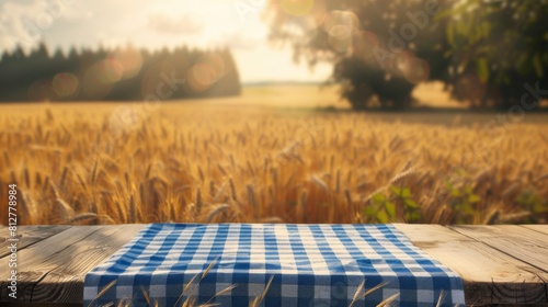 The Wooden Table in Wheat Field photo