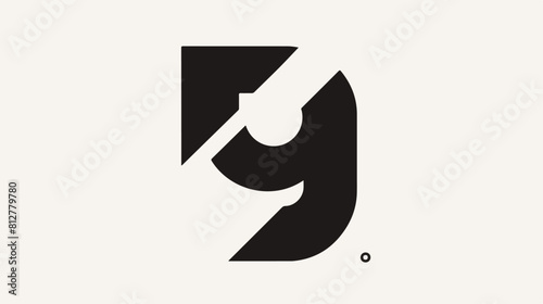 Black and white number nine diagonal logo template photo
