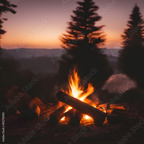 A Photo of a of a Camp Fire at sunset