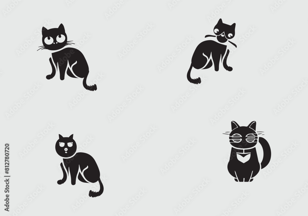 minimai stylish black cat icon illustration design minimai stylish black cat icon illustration design