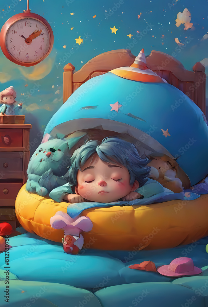 Obraz premium baby, child, toy, kid, sleep, sleeping, childhood, fun, playing, pig, play, boy, piggy, children, infant, bank, toddler, object, animal, face, small, little, money, pink, toys, people, smile, family,