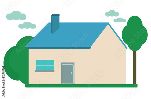住宅と街並み。家の地域。ベクターイラスト