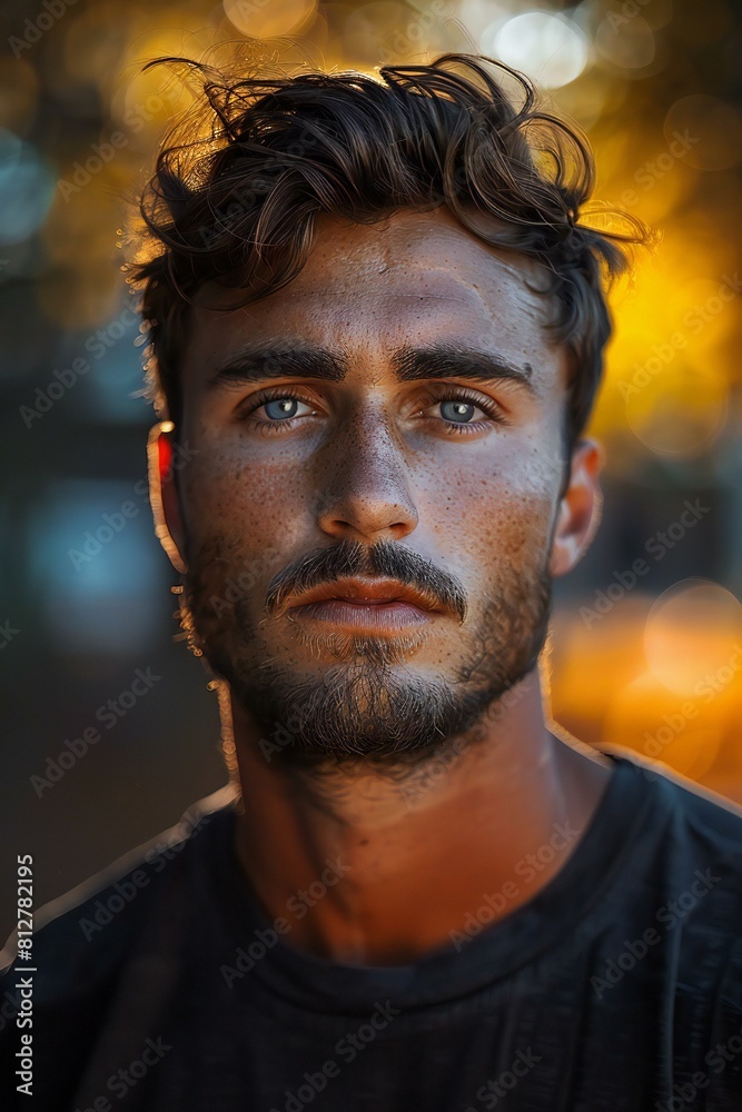 Digital artwork of bright man portrait , high quality, high resolution