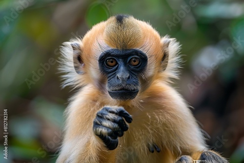 Portrait of a young red-shanked douc langur