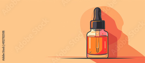 Skincare bottle with dropper on orange color background. Packaging of serum, essential oils, vitamin c. Generative ai. photo