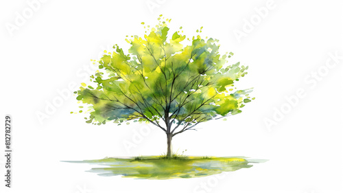 illustration Vector watercolor of tree side view isolated on white background for landscape and architecture drawing  elements for environment and garden  painting.Generative Ai