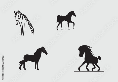 minimal horse icon illustration design