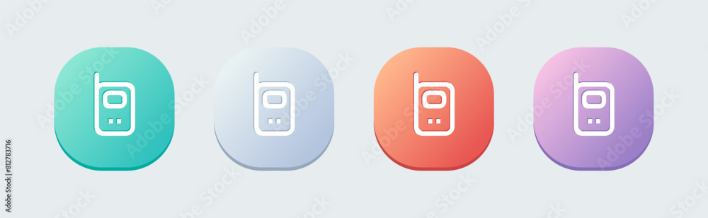 Walkie talkie line icon in flat design style. Radio signs vector illustration. Walkie talkie line icon in flat design style. Radio signs vector illustration.