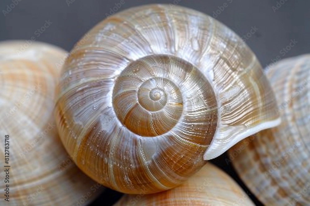 a spiral-shaped seashell or snail shell, The fine details and patterns on the surface of the shell are visible, showing its intricate a spiral-shaped seashell or snail shell, The fine details and patterns on the surface of the shell are visible, showing its intricate