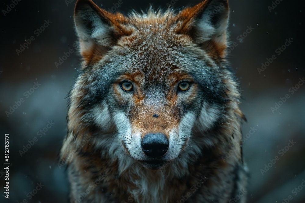 Portrait of a wild wolf (Canis lupus)