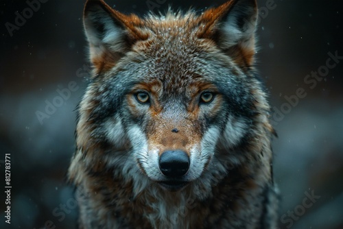 Portrait of a wild wolf (Canis lupus)