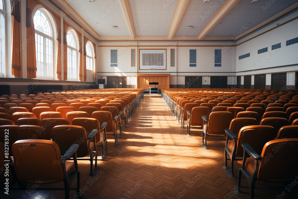 Empty student auditorium at university at the end of the academic year. Empty student auditorium at university at the end of the academic year.