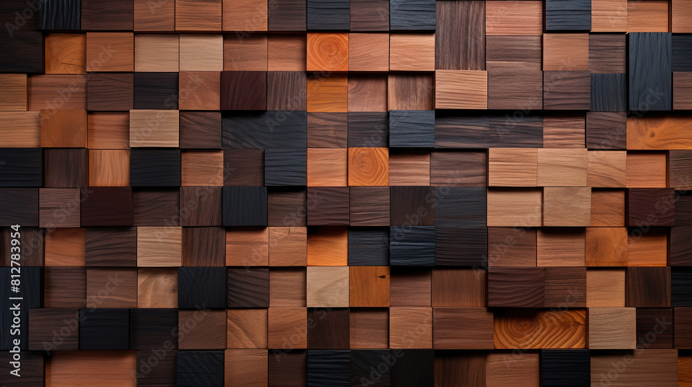 Geometric Pattern of Uneven Wooden Cubes Creates Abstract Wall Texture Geometric Pattern of Uneven Wooden Cubes Creates Abstract Wall Texture