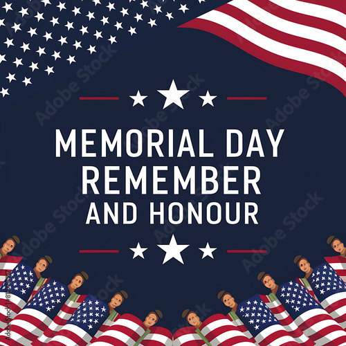 Memorial Day Remember and Honor with star Social Media Post babber or Poster photo