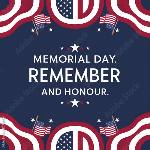 Memorial Day Remember and Honor with star Social Media Post babber or Poster