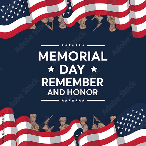 Memorial Day Remember and Honor with star Social Media Post babber or Poster photo