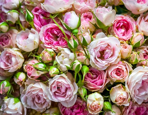 many small red pink yellow black white roses blossoms full screen close-up texture