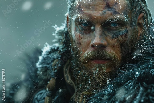 Post-impressionism art style , viking man from the movie battle on seaon © Nam