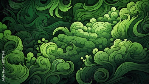 Emerald Whirl: Green Swirl Pattern with Ethereal Glow