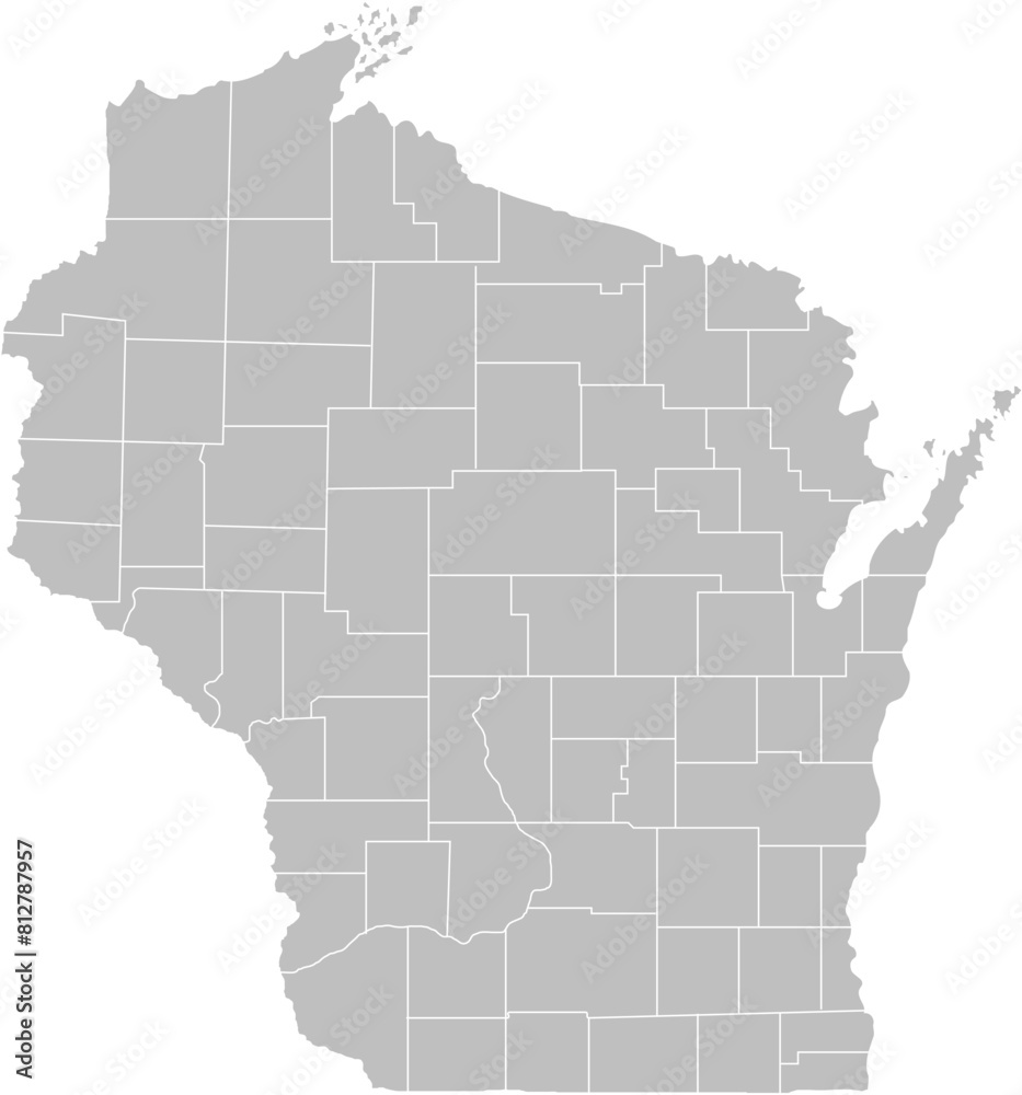 Obraz premium Wisconsin state of USA. Wisconsin territory. States of America territory on white background. Separate states. Vector illustration