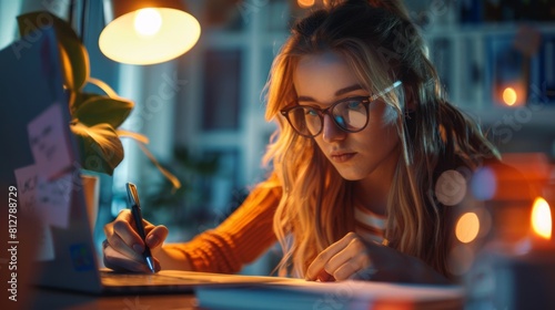 A Student Studying at Night photo