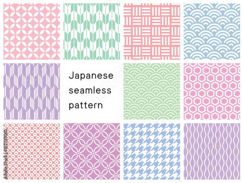 和柄シームレスパターンのセット