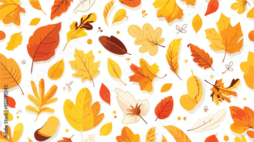 Bright and colorful autumn leaves seamless pattern