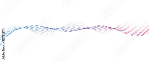 Flowing Dot Wave Pattern Halftone Curve Shape on Transparent Background