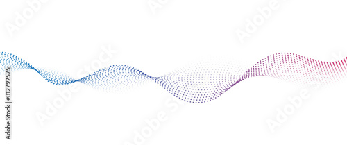 Flowing Dot Wave Pattern Halftone Curve Shape on Transparent Background
