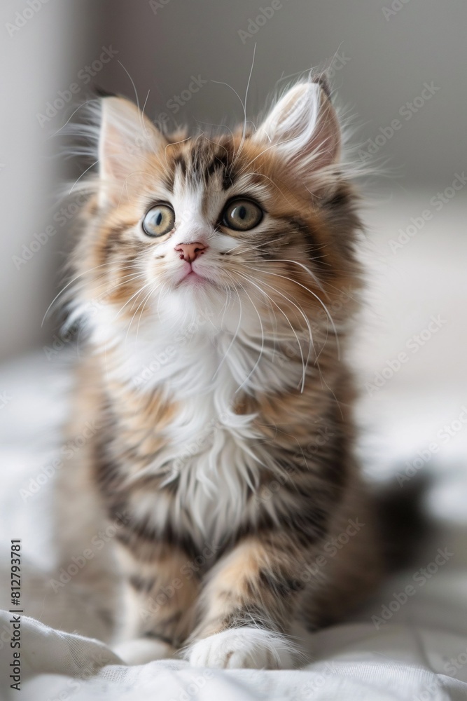 Adorable Kitten: Cute Calico Cat with Big Eyes
