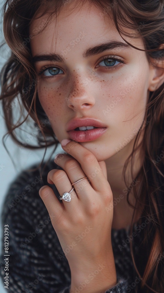photo young model demonstrating expensive ring, vertical photo photo young model demonstrating expensive ring, vertical photo