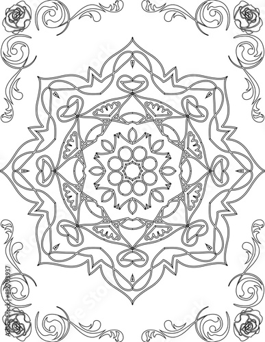 Printable Mandala Coloring Page for Adults. Educational Resources for School for Kids. Adults Coloring Book. Mandala Coloring Activity Worksheet.