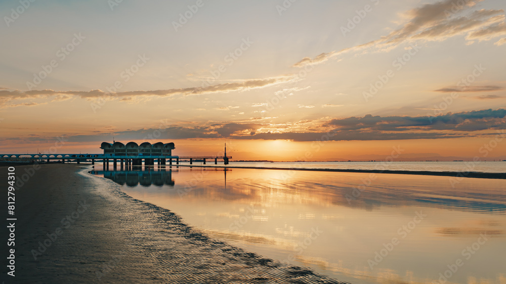 Lignano Sabbiadoro beach in Italy during sunrise Lignano Sabbiadoro beach in Italy during sunrise