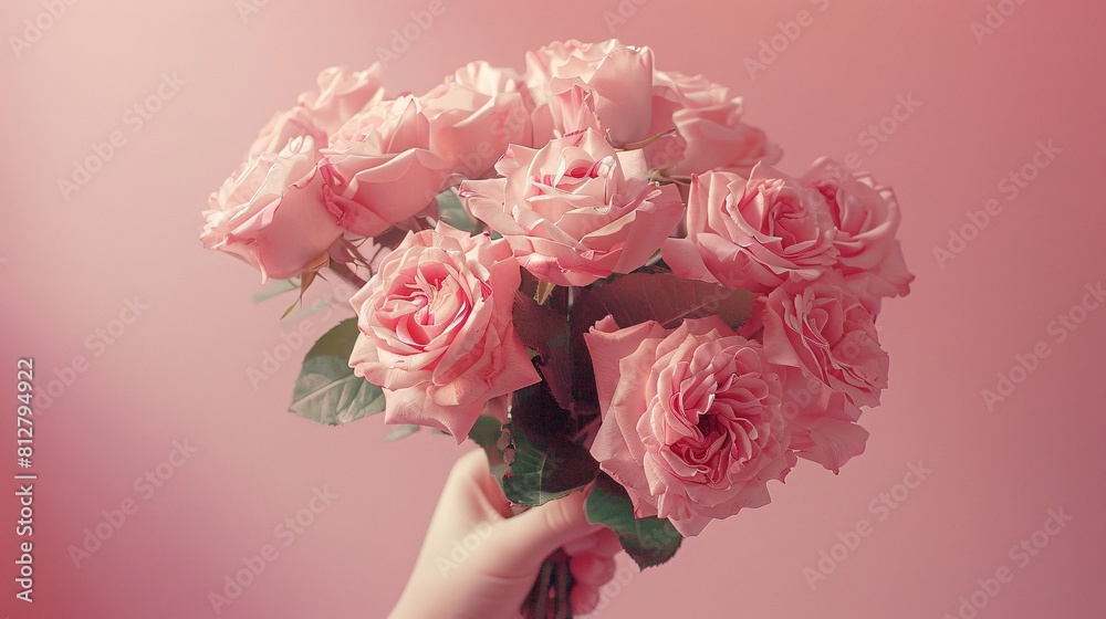 Blurred Background, Soft Focus Pink Roses Bouquet