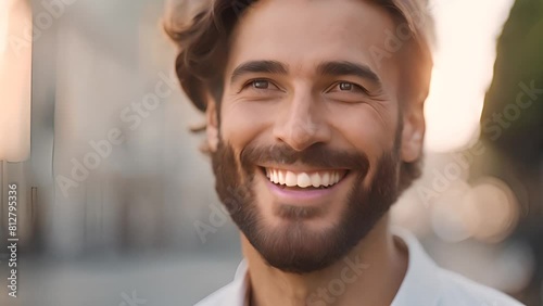 Smiling Man With Beard Generative AI photo