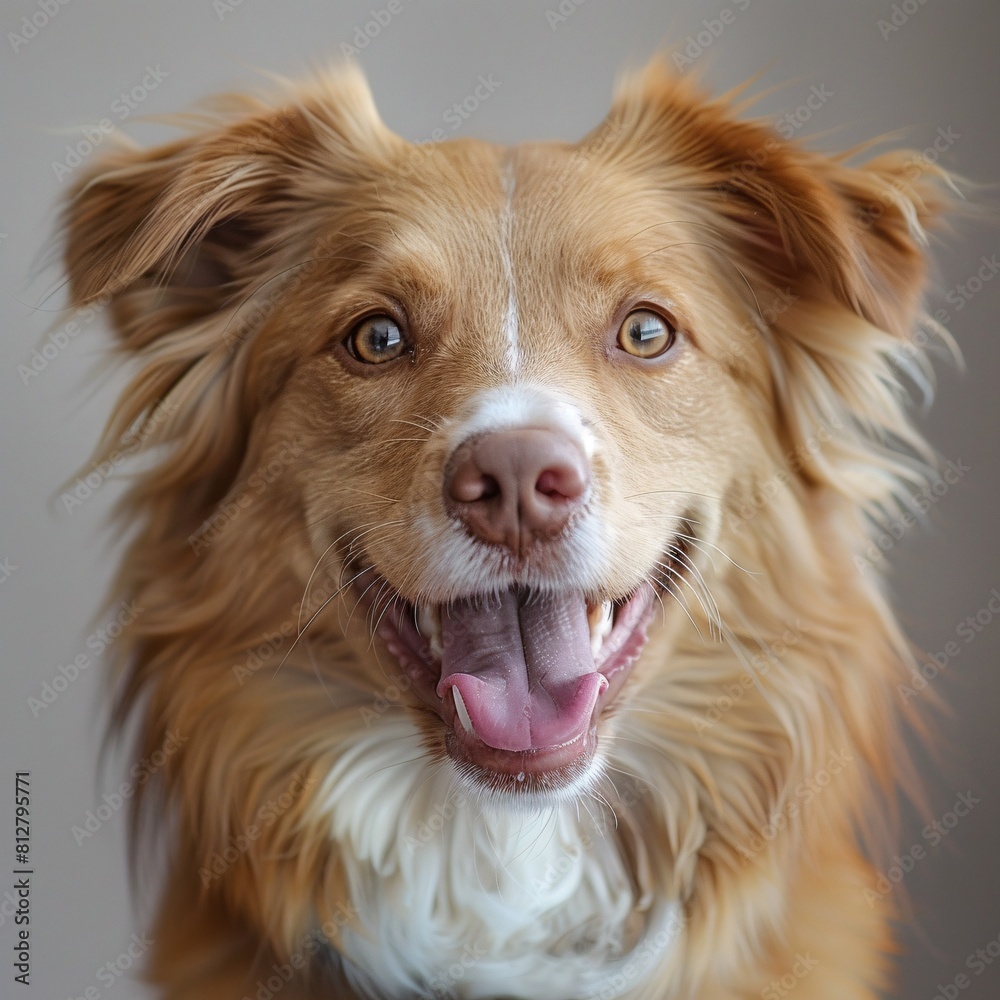 Joyful Golden Retriever Puppy with Open Mouth, Captured in Studio Joyful Golden Retriever Puppy with Open Mouth, Captured in Studio