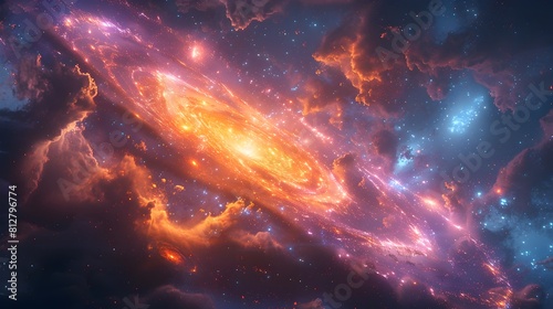 Cosmic Explosion in Vibrant Celestial Landscape - Mesmerizing Interstellar Phenomenon of Glowing Nebulae and Luminous Stars