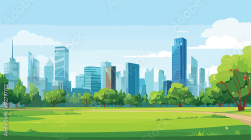 Cartoon city landscape on summer day - modern flat © iclute
